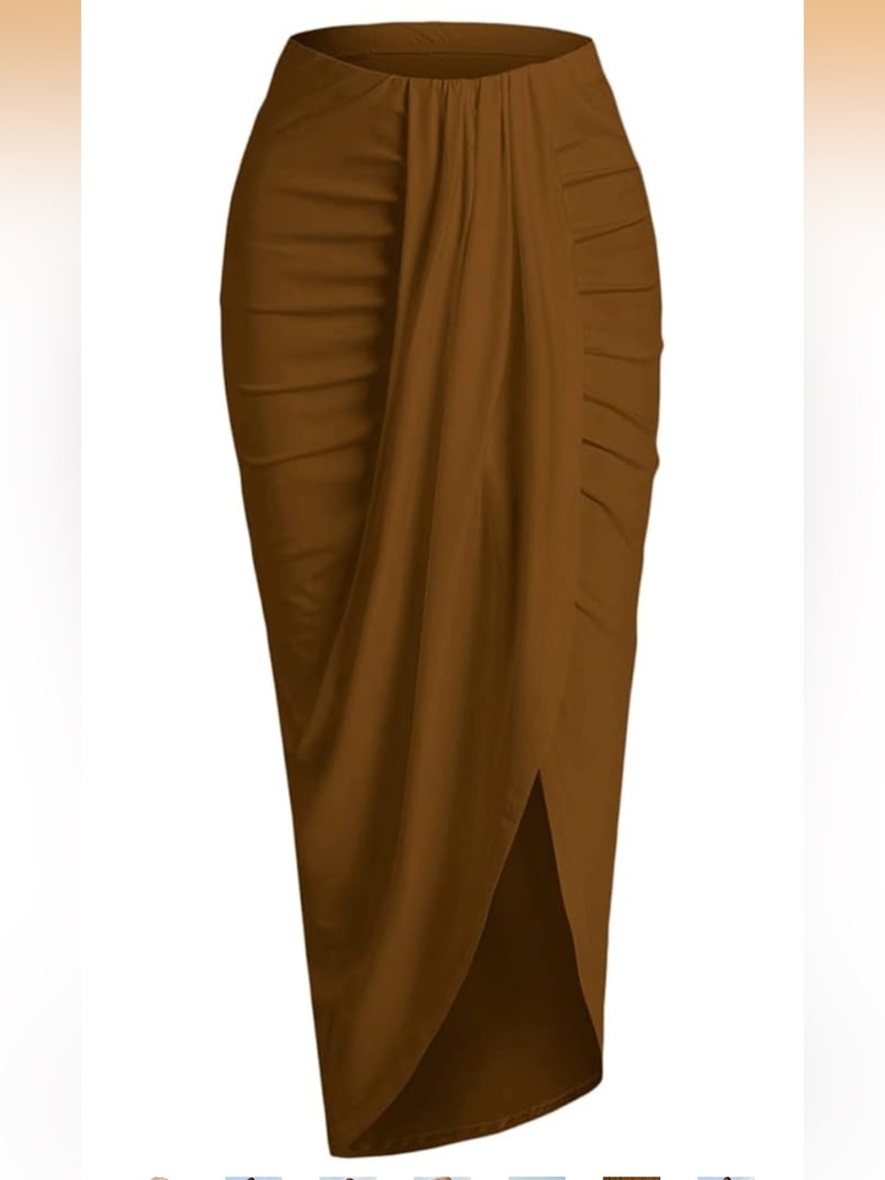 Women's Draped Maxi Skirt in Warm Brown